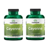 Swanson Cayenne: cápsulas de 450 mg, frente del frasco para posible apoyo digestivo.