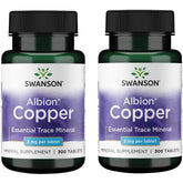 Swanson Cobre Quelado 2 mg en tableta, apoyo antioxidante diario.