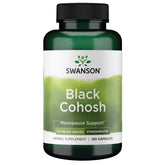 Swanson cohosh negro cápsulas: botella visible para apoyo al equilibrio hormonal.