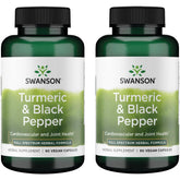 Swanson Curcuma y Pimienta Negra en botella, cápsulas veganas para apoyo general del bienestar.