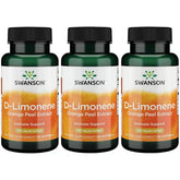 Swanson D-Limonene: cápsulas en frasco naranja para uso diario.