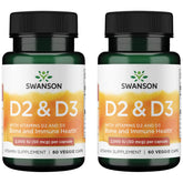 Swanson D2 y D3-2000 UI, cápsulas vegetales para apoyo diario de calcio