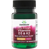 Swanson D3-K2 en botella, apoyo potencial para huesos y sistema circulatorio.