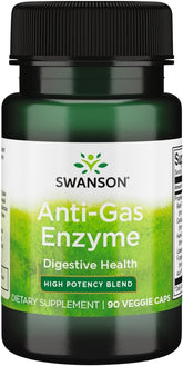 Swanson Enzima Antigas, envase de cápsulas vegetales para digestión diaria