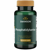 Swanson fosfatidilserina 100 mg, botella con 90 cápsulas blandas, posible apoyo para funciones cognitivas.