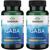 Swanson GABA, botella frontal 500 mg, apoyo para la relajación suave.