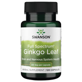 Swanson Ginkgo: hoja de ginkgo favorece la memoria y la claridad cerebral.