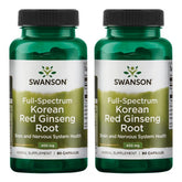 Ritual diario de bienestar con Swanson Ginseng Coreano Rojo 400 mg en cápsulas.