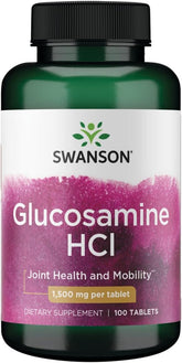 Swanson Glucosamina HCl 1500 mg, envase práctico para uso diario de articulaciones.