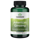 Swanson Ginseng Americano Estándar, botella frontal, posible apoyo a la vitalidad diaria