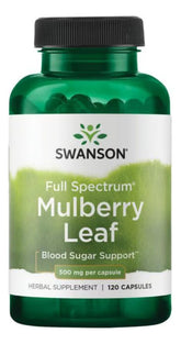 Swanson Hojas de Morera: cápsulas de 500 mg para uso diario y apoyo antioxidante.