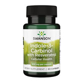 Swanson Indole-3-Carbinol con Resveratrol en botella, apoyo a la salud celular diaria.