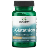 Swanson L-Glutatión, botella de 100 cápsulas, apoyo antioxidante diario.