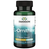 Swanson L-ornitina 500 mg en frasco de cápsulas vegetales para uso diario.