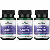Swanson Lithium Orotate, botella de cápsulas, apoyo para el bienestar emocional diario.