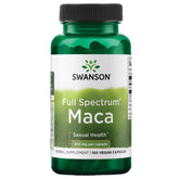 Swanson Maca 500 mg, botella, apoyo potencial a la vitalidad diaria.