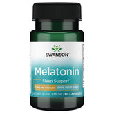 Swanson Melatonina 3 mg, botella de cápsulas para apoyar el sueño.