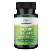 Swanson Okra Pepsin envase cápsulas, apoyo digestivo diario