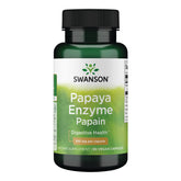 Swanson Papaina en cápsulas, frasco visible para apoyar la digestión de proteínas