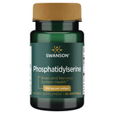 Swanson fosfatidilserina 100 mg, botella vertiendo, posible apoyo a la función cerebral