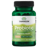 Swanson probiótico con enzimas digestivas, frasco de 60 cápsulas para apoyo digestivo diario.