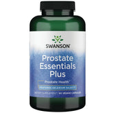 Swanson Prostate Essentials Plus: botella de cápsulas vegetales para apoyo prostático.