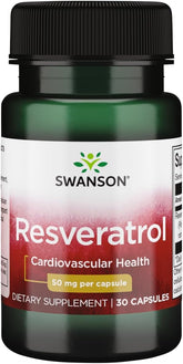 Swanson Resveratrol 50 mg, botella visible para apoyo antioxidante diario