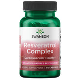 Swanson Resveratrol Complex, botella de suplemento, apoyo a la salud cardiovascular