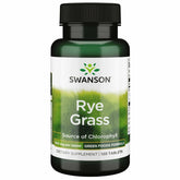 Swanson Rye Grass tableta, botella frontal, posible apoyo a la vitalidad diaria.