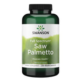 Swanson Saw Palmetto, botella de suplemento herbal para apoyo prostático.