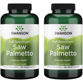 Swanson Saw Palmetto en botella con cápsulas veganas para uso diario.