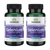 Swanson Selenium, bote frente, cápsulas fáciles de tragar para apoyo diario.