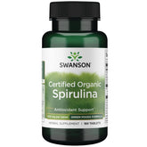 Swanson Spirulina orgánica 500 mg en tabletas para apoyo nutricional diario.
