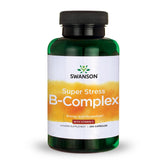 Swanson Super Stress B-Complex, cápsulas fáciles de tragar para apoyo diario.