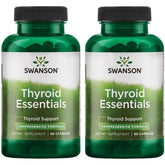 Swanson Thyroid Essentials, botella de cápsulas para apoyo diario tiroides.