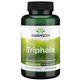 Swanson Triphala estandarizado en frasco muestra el producto para apoyo digestivo suave en la rutina diaria
