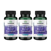 Swanson Triple Boron Complex, botella 3-pack para apoyo óseo y bienestar diario.