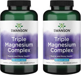 Swanson Triple Magnesium Complex, botella de cápsulas para uso diario y fácil consumo.
