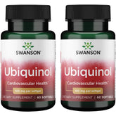 Swanson ubiquinol 100 mg cápsulas suaves, imagen frontal, apoyo a la energía diaria.