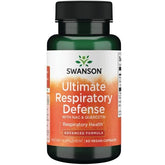 Swanson ULT Defensa Respiratoria, botella mostrada, apoya función respiratoria y actividad antioxidante celular.