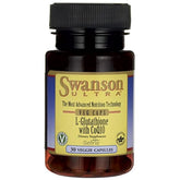 Swanson ULT L-GLUTATHIONE CON COQ10 30 Vegano C cápsula para soporte antioxidante diario.