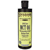 Swanson ULT MCT Oil en botella de vidrio para energía sostenida y uso diario.