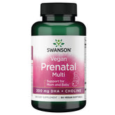 Swanson Vegan Prenatal Multi 90 SGELS frasco con cápsulas suaves para el embarazo