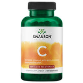 Swanson Vitamina C bufferizada con bioflavonoides, botella frontal, apoyo al sistema inmune