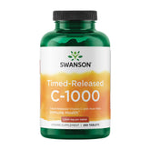 Swanson Vitamina C con liberación prolongada y rosa mosqueta, botella de tabletas lista para la rutina