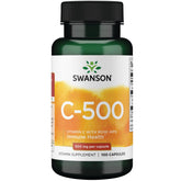 Swanson Vitamina C con rosa mosqueta en botella, apoyo para piel saludable