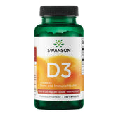 Swanson Vitamina D3 1000 UI: cápsulas suaves para densidad ósea y apoyo inmunológico.