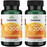 Swanson Vitamina E 200 UI en botella, posible apoyo a la salud cardiovascular.