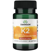 Swanson Vitamina K2 MK-7 en botella, posible soporte para huesos y corazón.