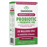 Swanson WMN Daily Probio PREB FOS, botella de cápsulas para apoyar salud intestinal.